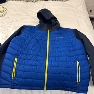 Columbia Blue and Yellow Puffer Jacket